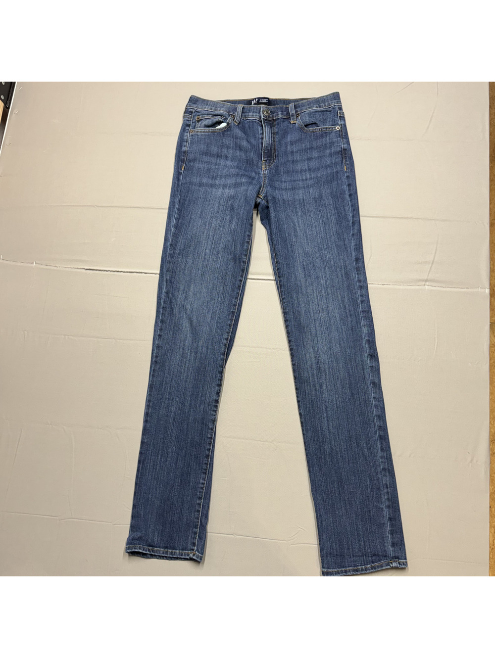 GAP Womens Classic Straight Stretch Denim Jeans Size 10 Tall Blue Medium Wash